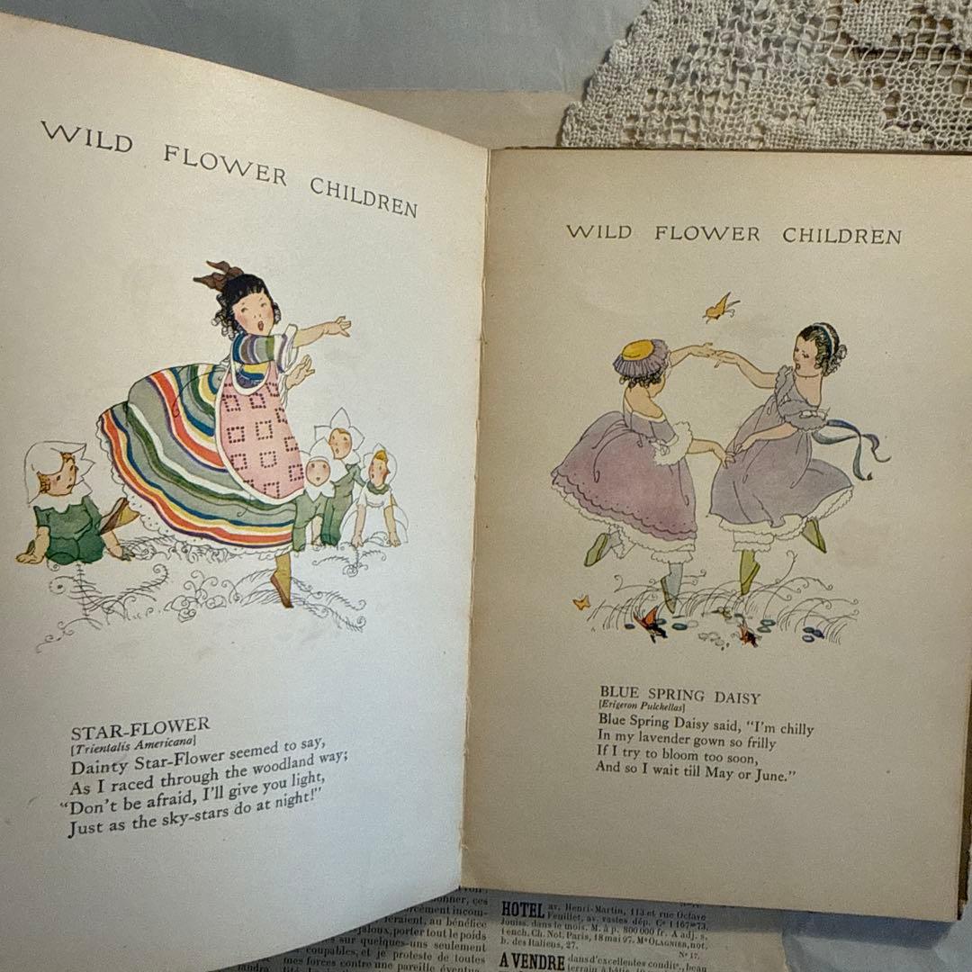 稀少1918年アンティーク美しい挿絵の洋書　絵本　古書ジャンクジャーナル　妖精