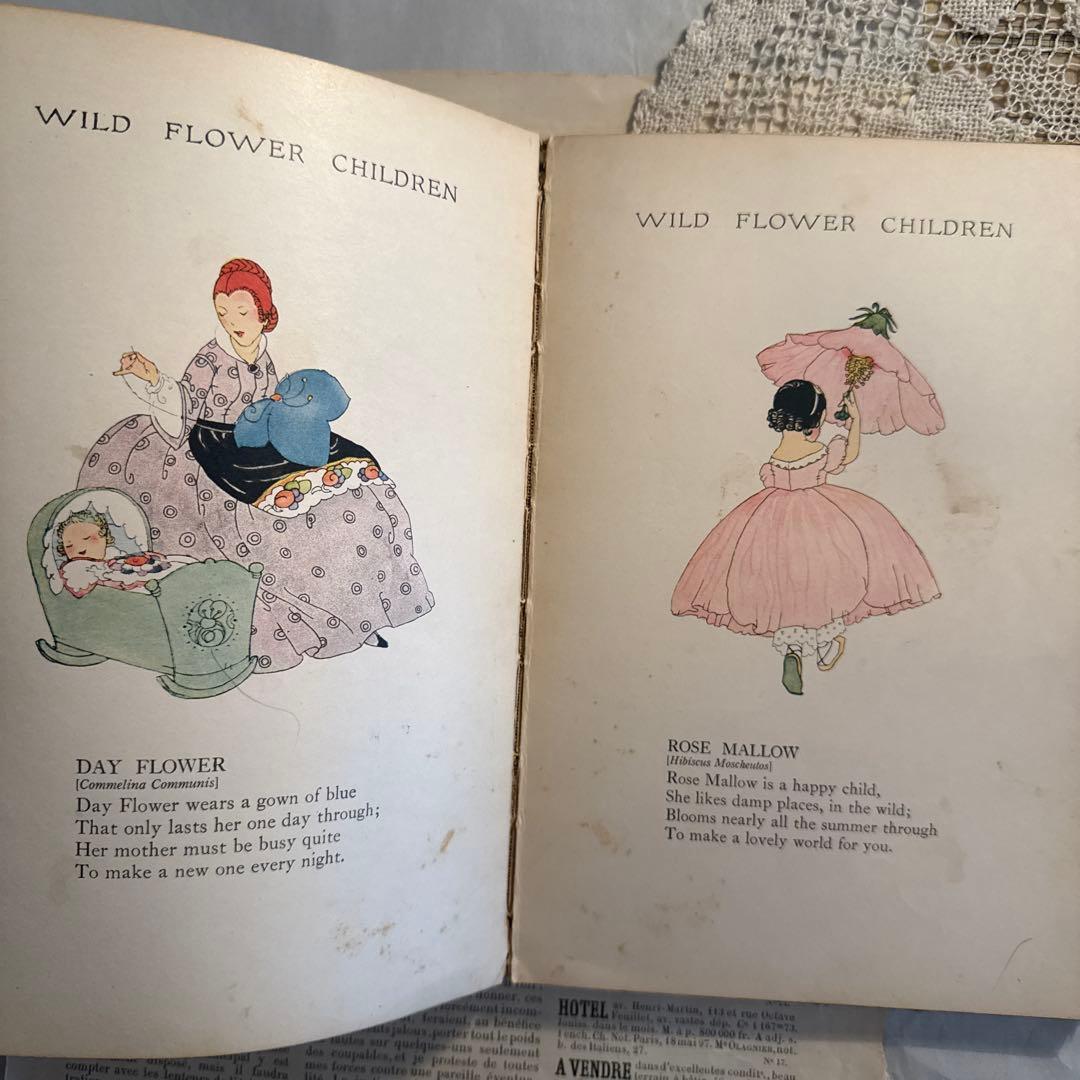 稀少1918年アンティーク美しい挿絵の洋書　絵本　古書ジャンクジャーナル　妖精