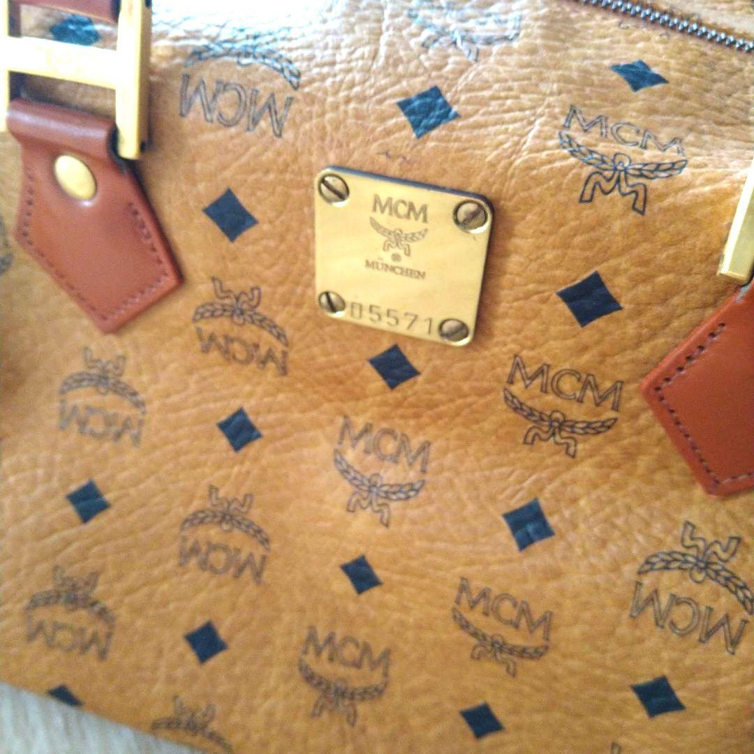 MCM ブラウンレザー ボストンバッグ 055710