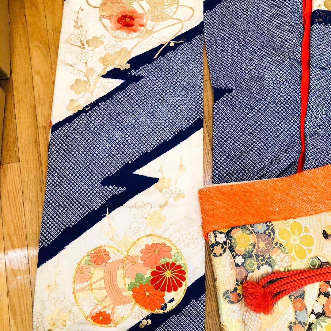 正絹 振袖フルセット‼️豪華振袖絞り⭐︎駒金糸刺繍煌びやか⭐︎花太鼓金彩 青系 逸品