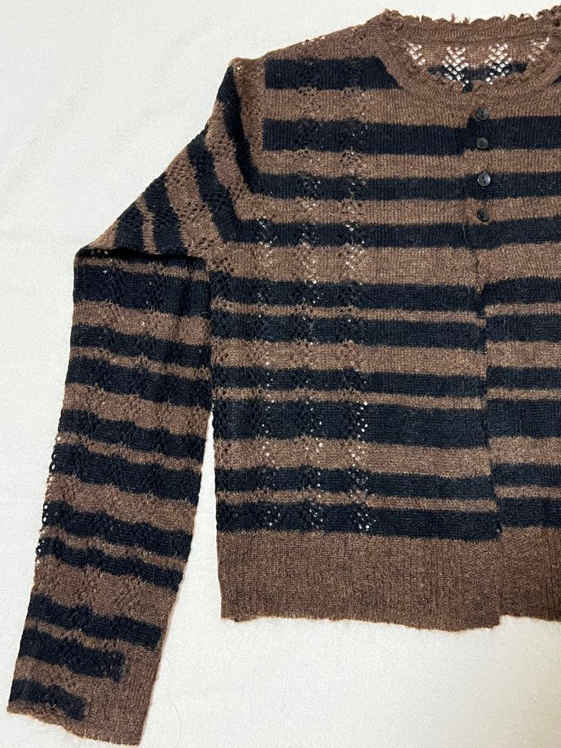 トップス PERVERZE Thick Stripe Knit Cardigan