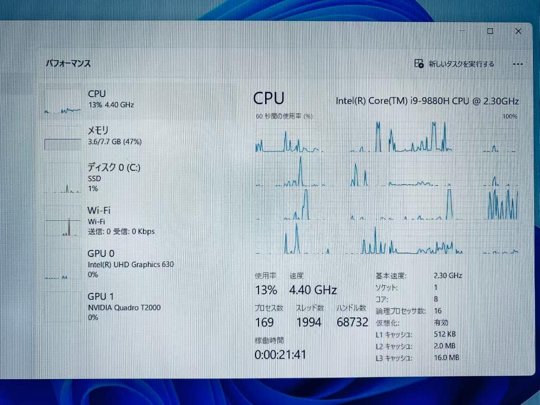 Z28 DELLノート 15.6型 i9-9880H/SSD512GB/8GB