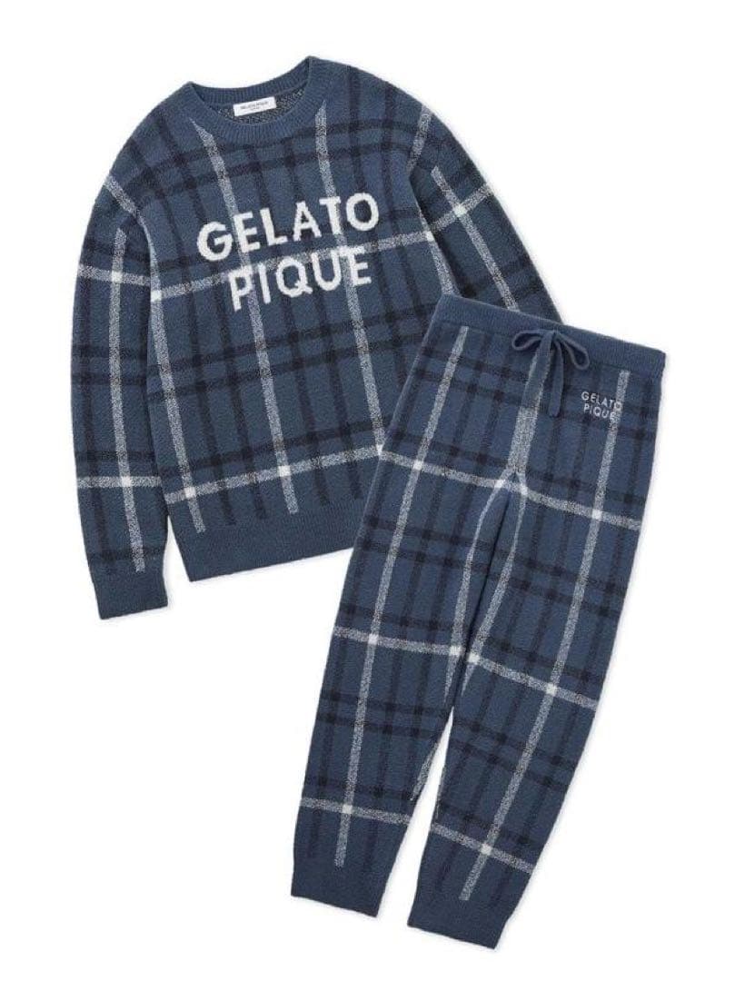 GELATO PIQUE 「EC限定」チェック柄プルオーバー＆ロングパンツセット