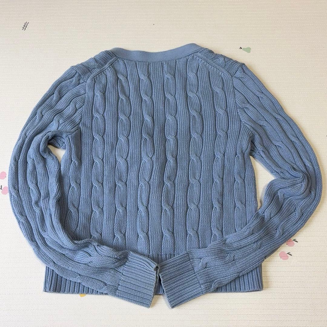 ラルフローレン ケーブルニット カーディガン 現行　QRコード ポニー刺繍　M