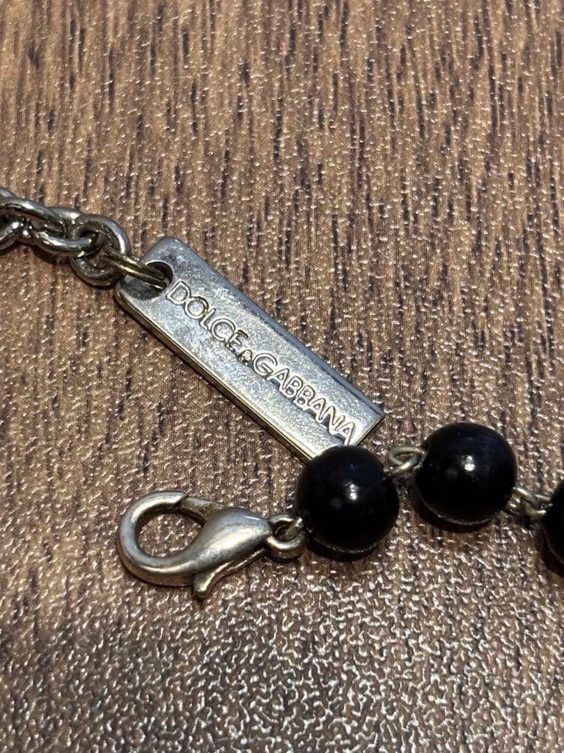 D&G ネックレス ブラックビーズ ロザリオ クロス アクセサリー マリア