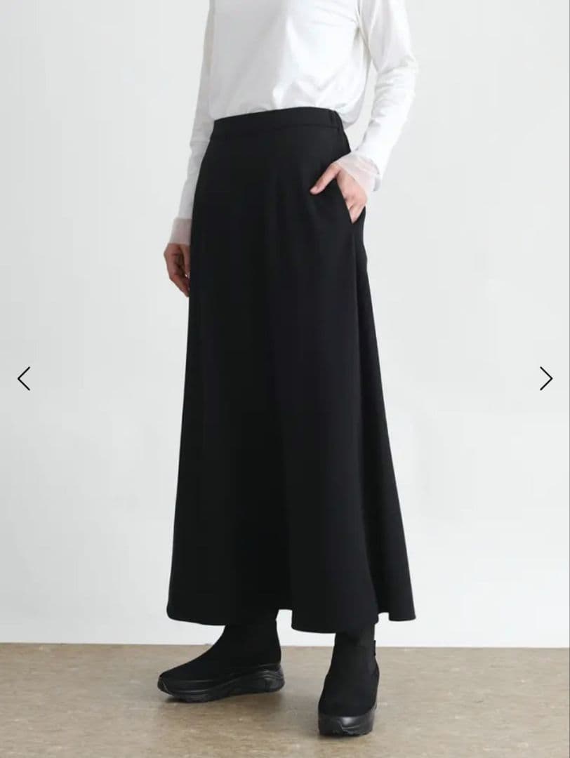 ヤマダヤCLOVEニットジョーゼットAラインスカート　ブラック新品