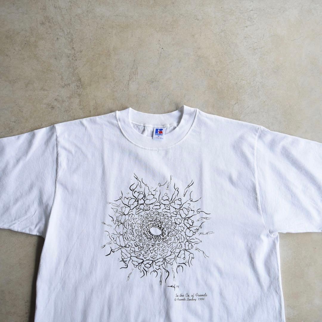 90s RUSSELL ラッセル アート プリントTシャツ USA製 白 レア