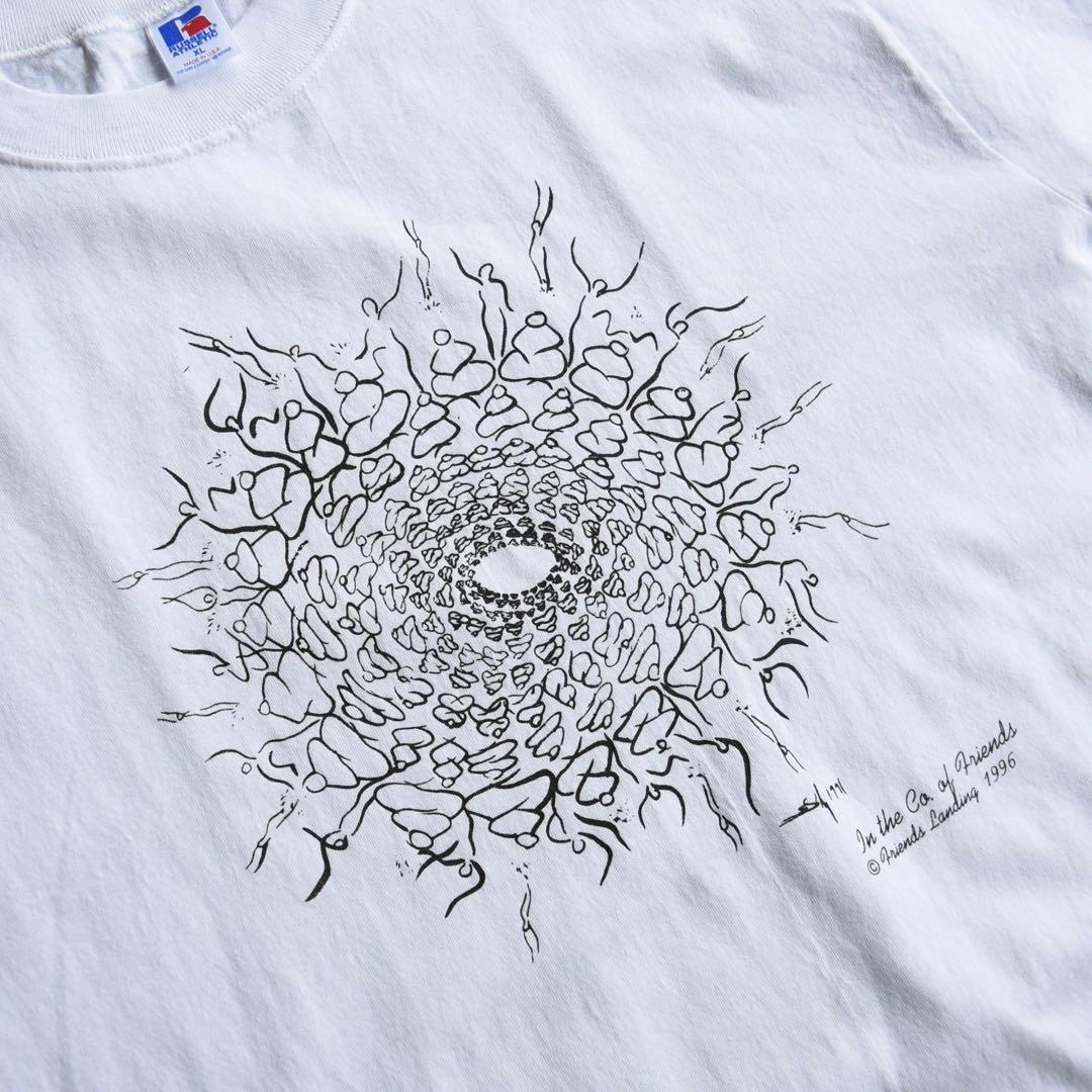 90s RUSSELL ラッセル アート プリントTシャツ USA製 白 レア