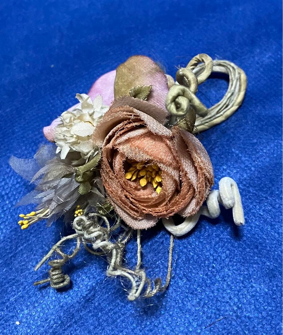 布花　染め花　アートフラワー　ハンドメイド　リース、ブーケ、コサージュ4点セット
