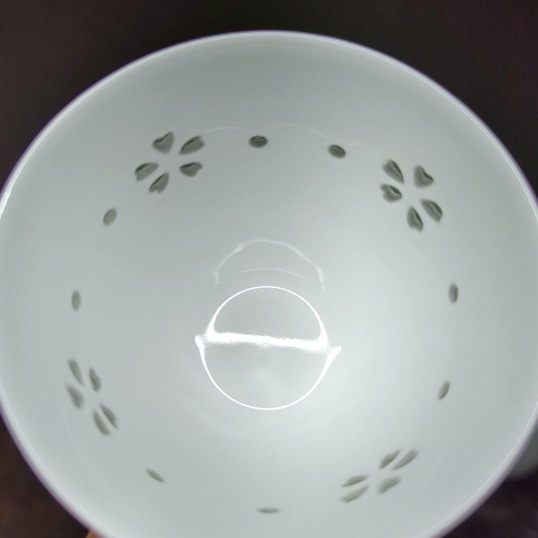 波佐見焼　丹心窯　水晶彫　茶道具　茶器　白磁湯飲み　煎茶碗　5客揃