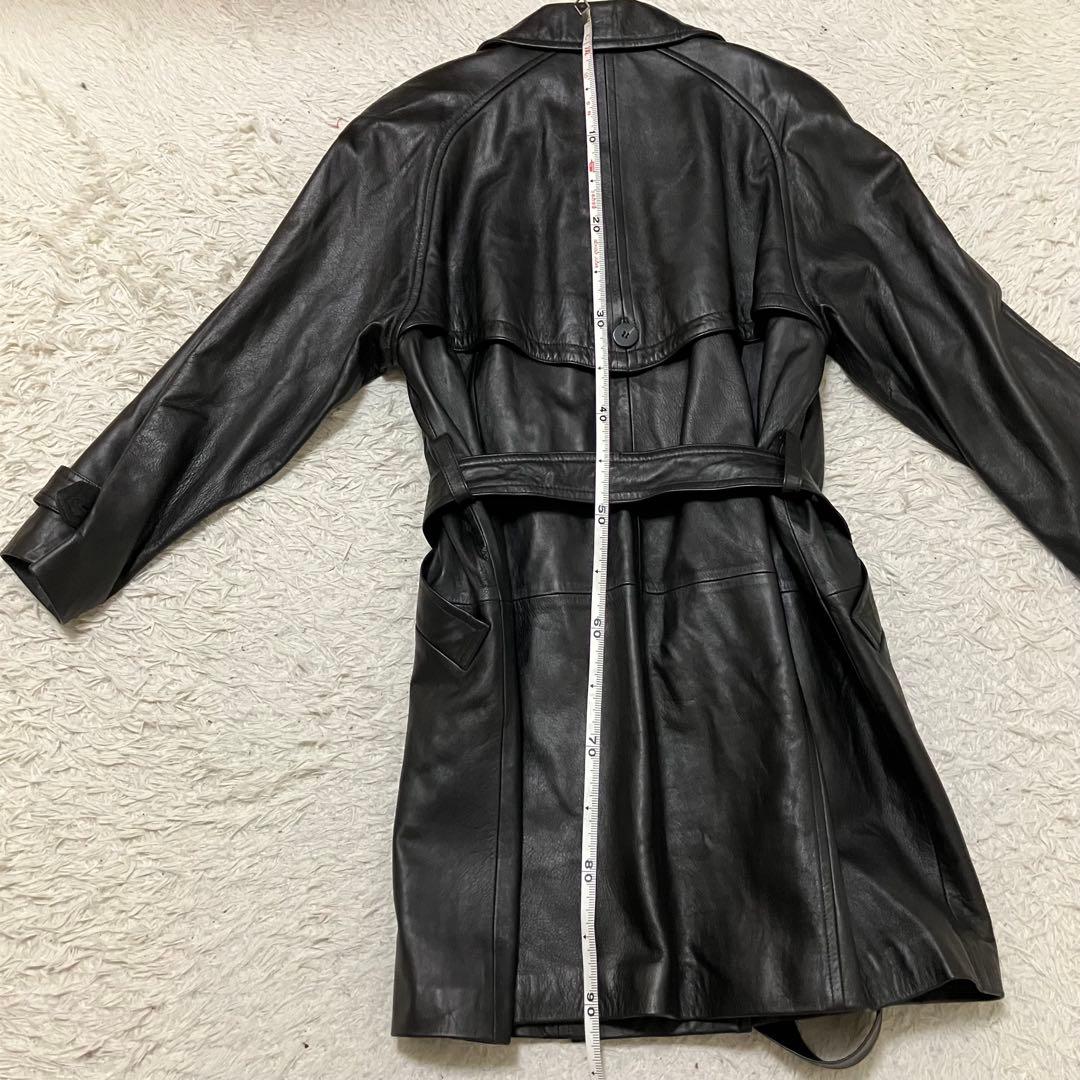 LaNAP レザートレンチコート シープナッパ 黒 9号 美品 上品 シンプル