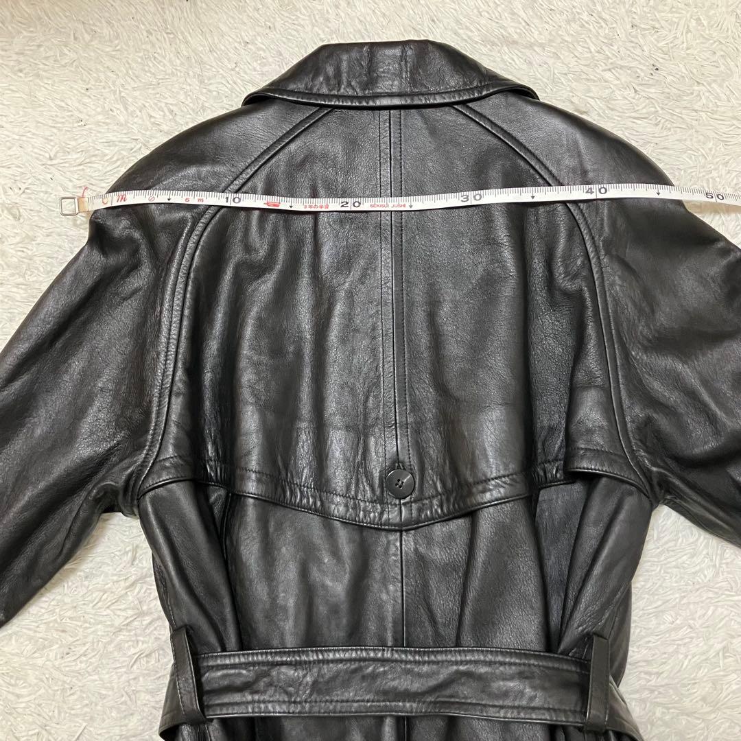 LaNAP レザートレンチコート シープナッパ 黒 9号 美品 上品 シンプル
