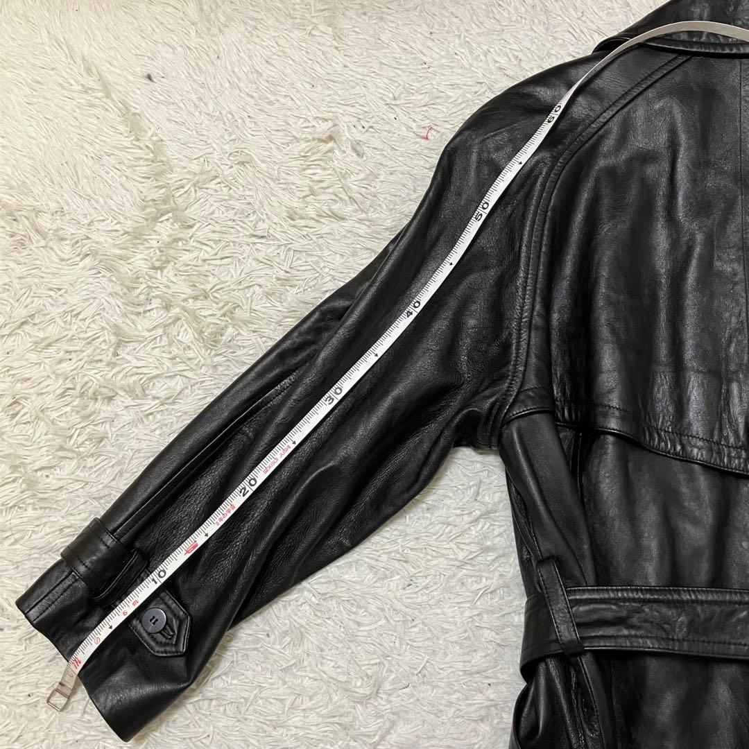 LaNAP レザートレンチコート シープナッパ 黒 9号 美品 上品 シンプル