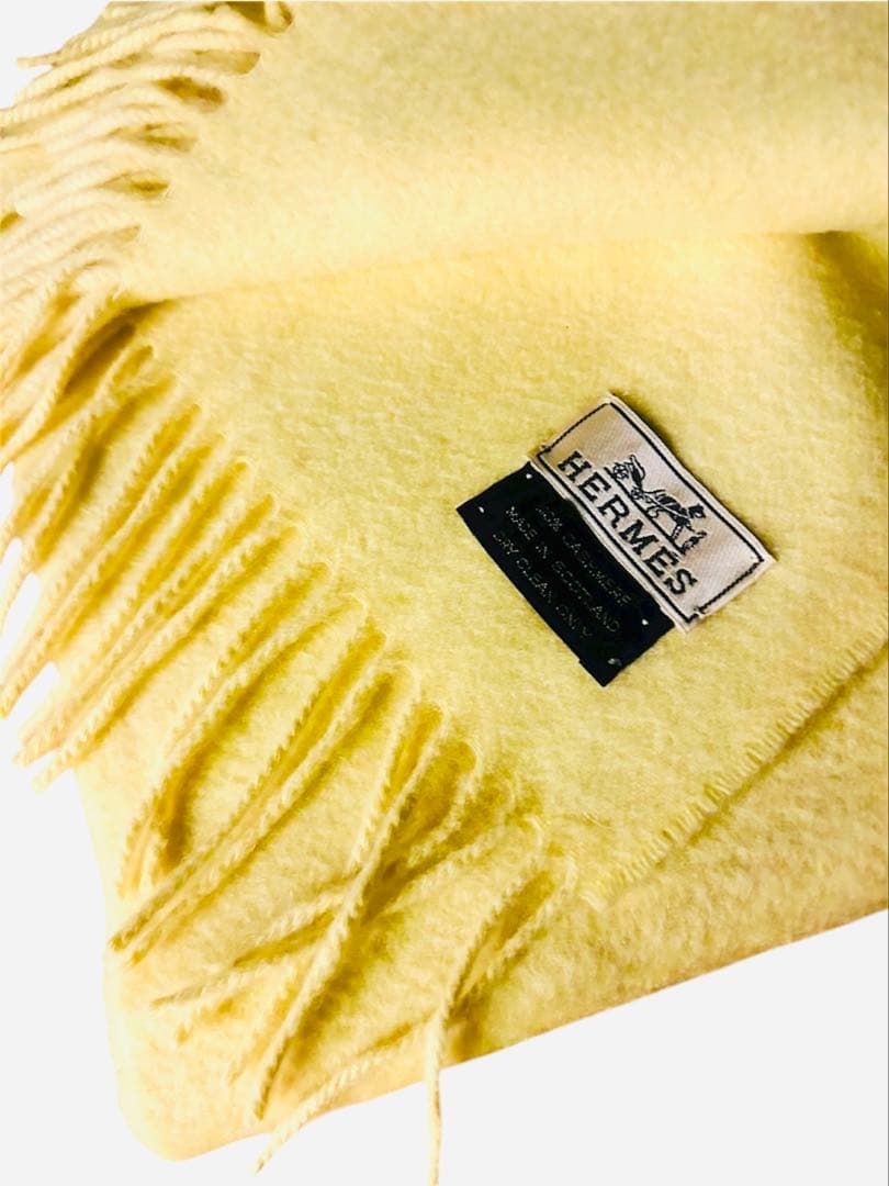✨美品【HERMES】エルメス カシミヤ100%マフラー 綺麗なレモン色