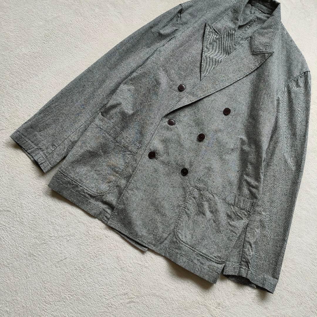アダムエロペ コットンシルクネップルーズシルエットダブルジャケット L