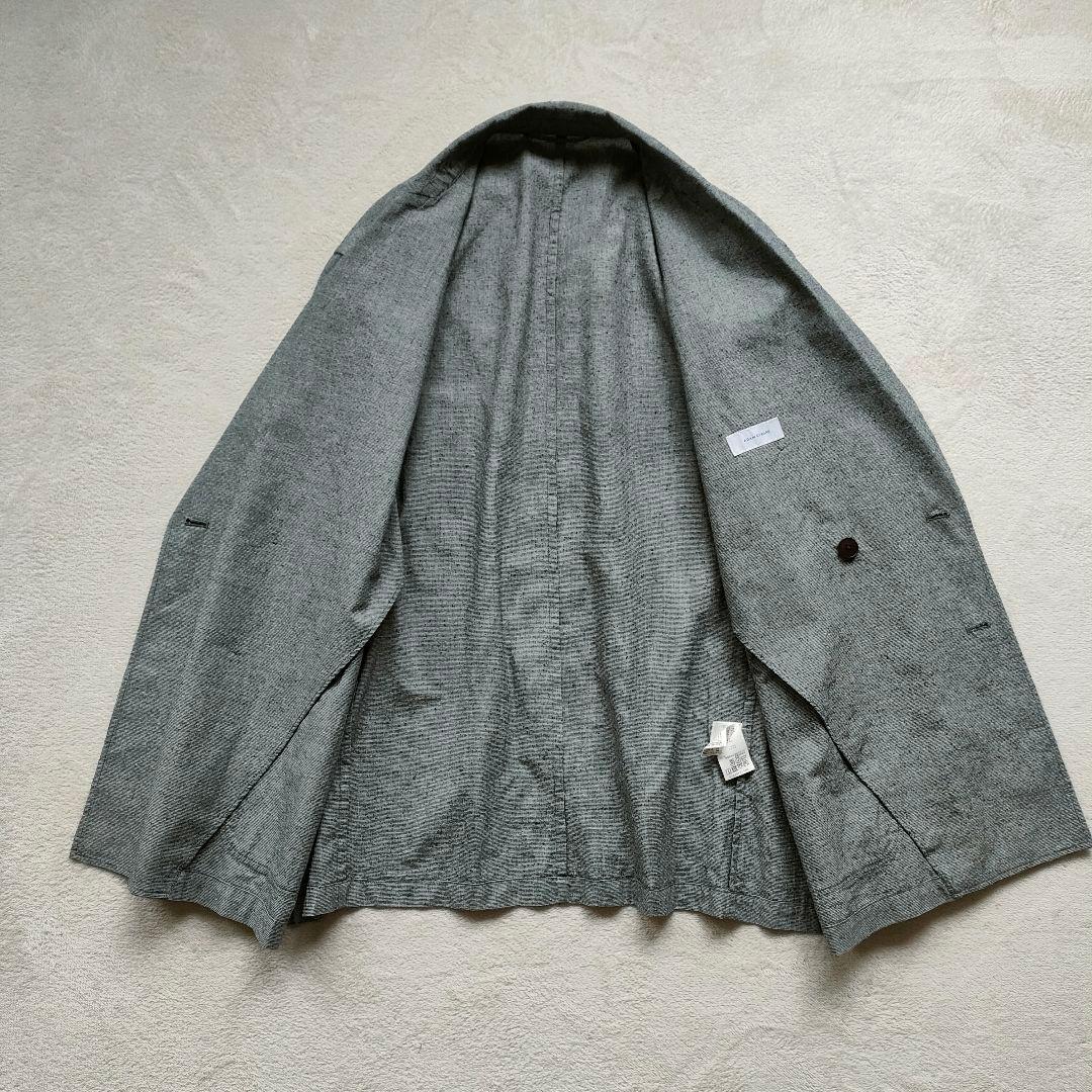 アダムエロペ コットンシルクネップルーズシルエットダブルジャケット L