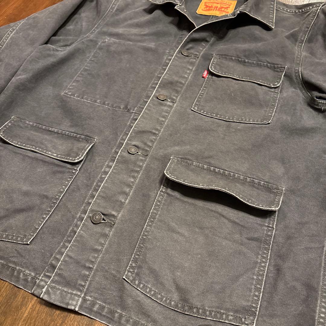 Levi's フェードブラック ダック生地カバーオール(表記M・実寸L相当）