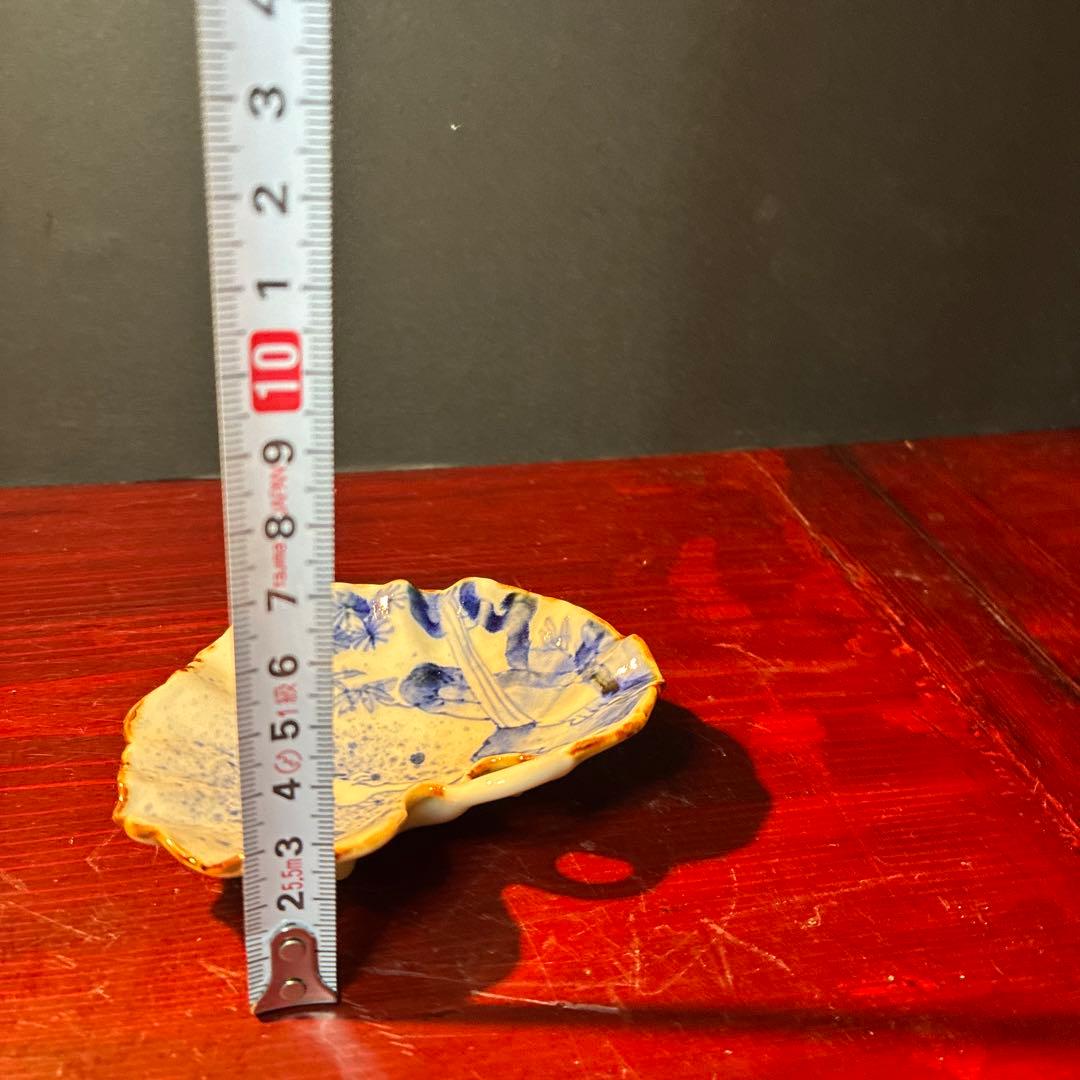 有田焼　福泉窯 つわぶき型青白い陶器皿３枚➕１枚