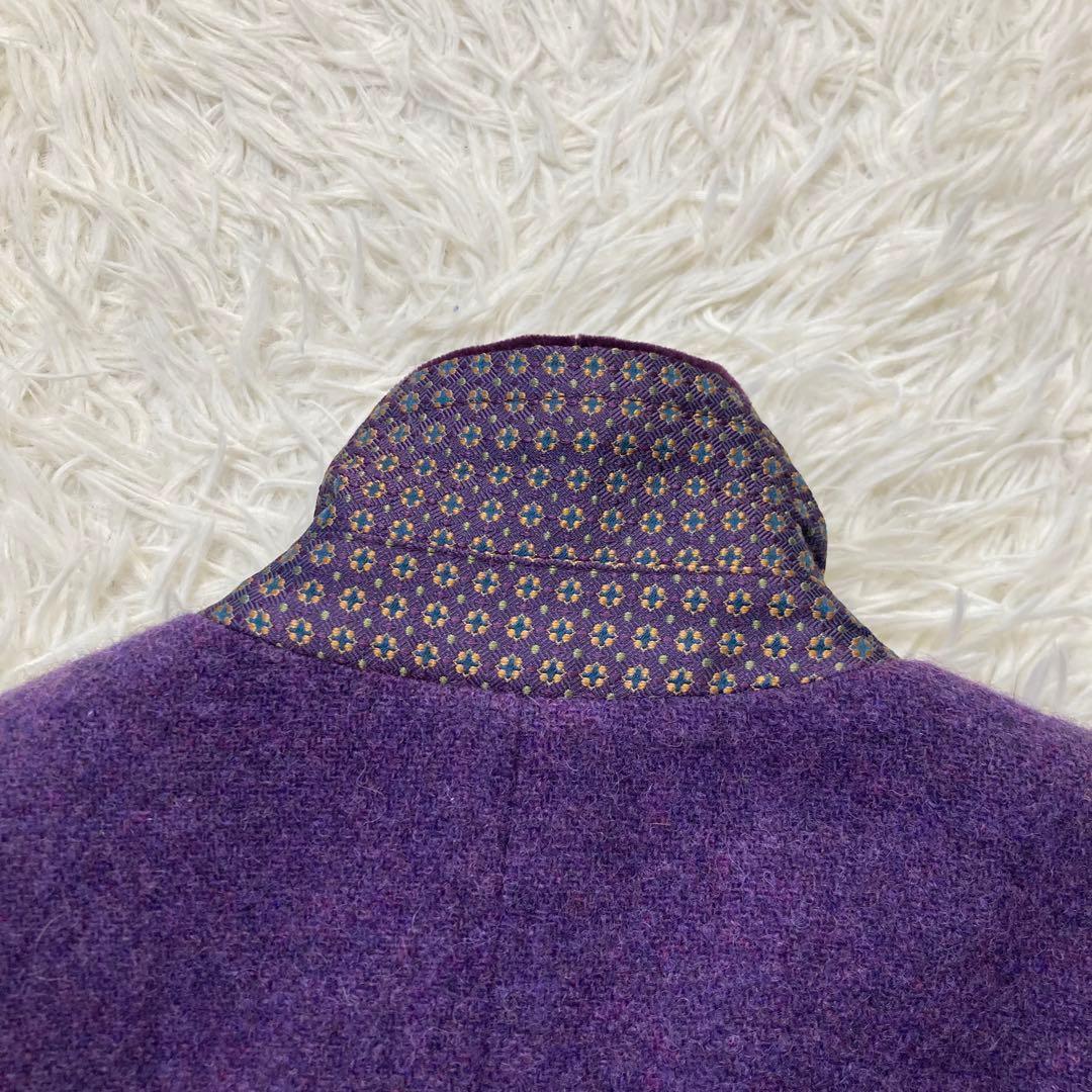 ETRO エトロ　テーラードジャケット　シルク　ウール　大きいサイズ　42 紫