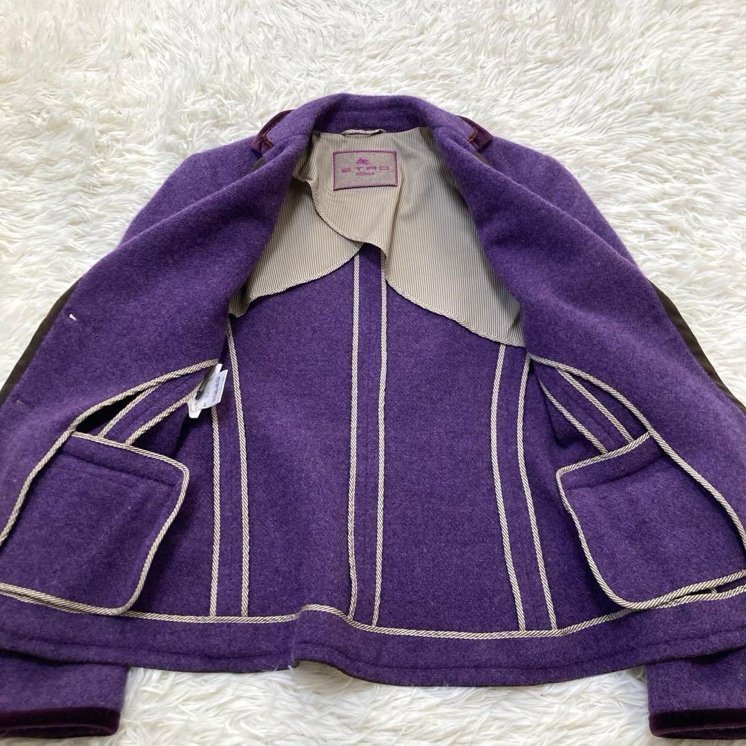 ETRO エトロ　テーラードジャケット　シルク　ウール　大きいサイズ　42 紫