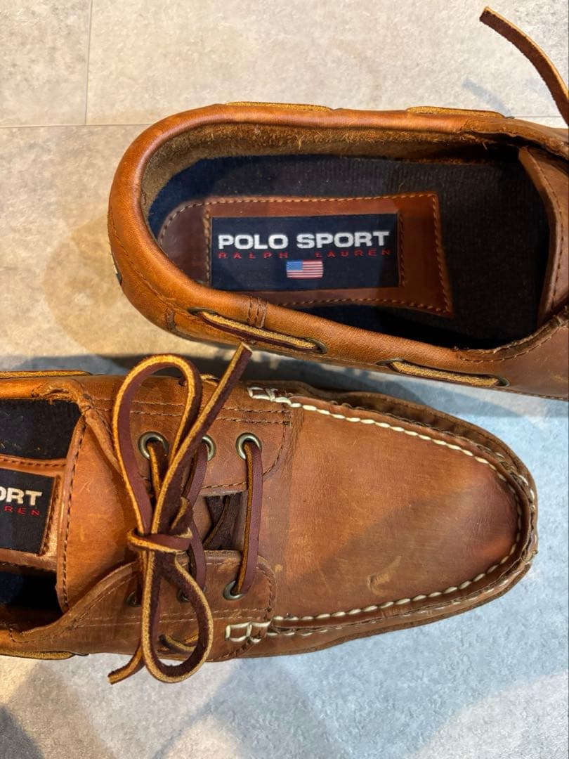 美品 90年代 POLO SPORT オイルドレザー デッキシューズ 9.5D