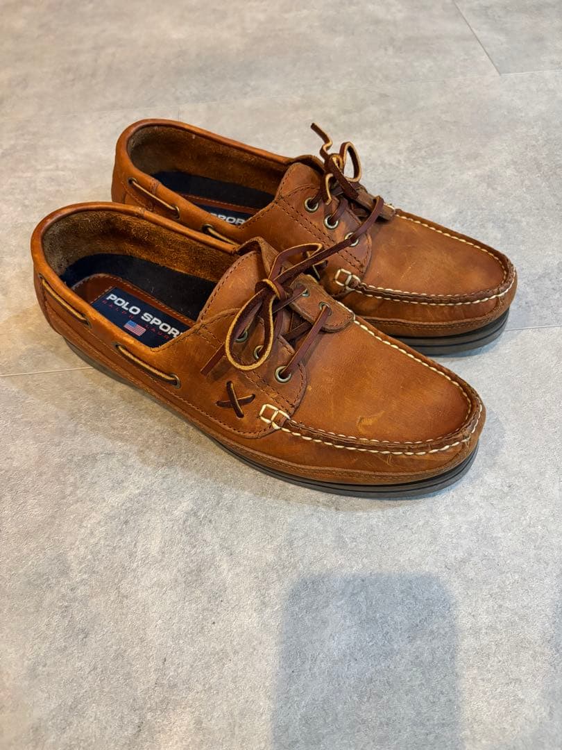 美品 90年代 POLO SPORT オイルドレザー デッキシューズ 9.5D
