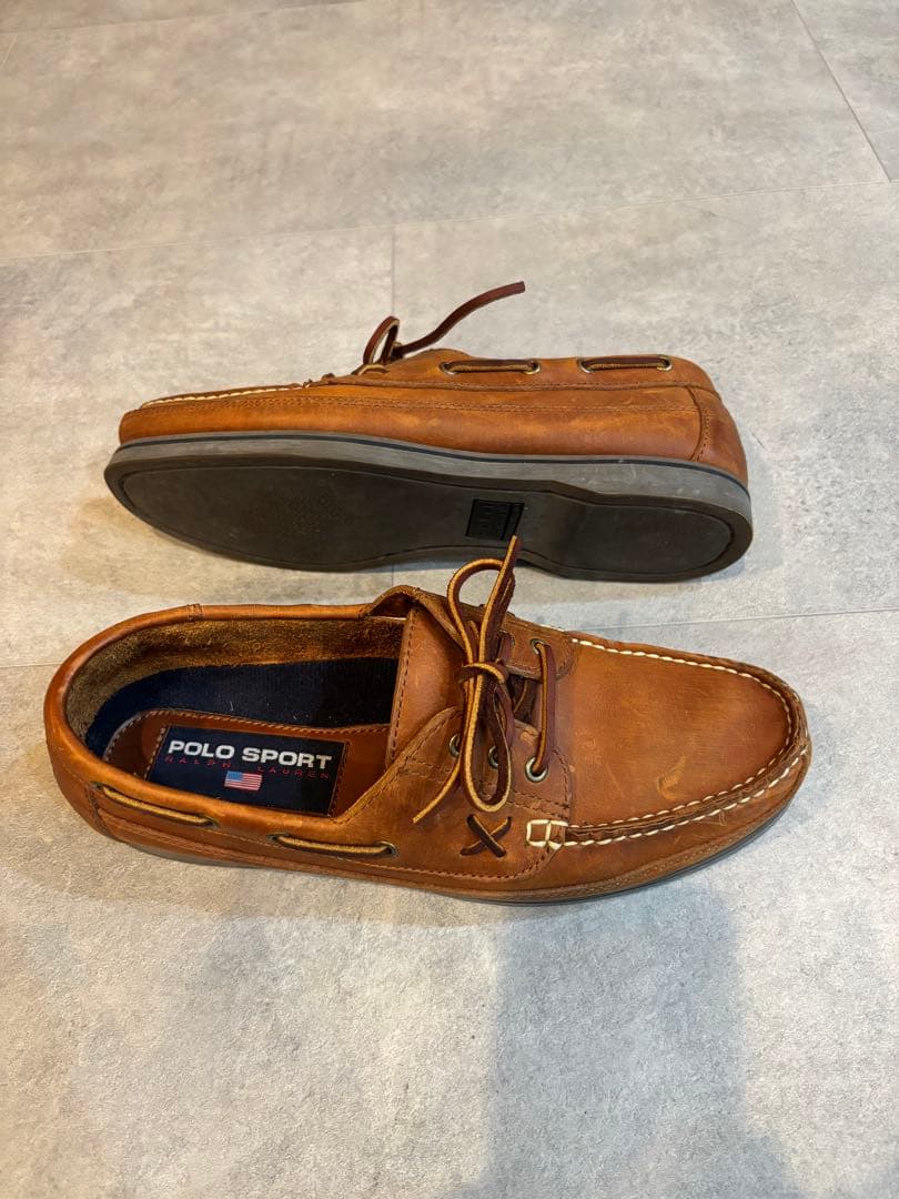 美品 90年代 POLO SPORT オイルドレザー デッキシューズ 9.5D