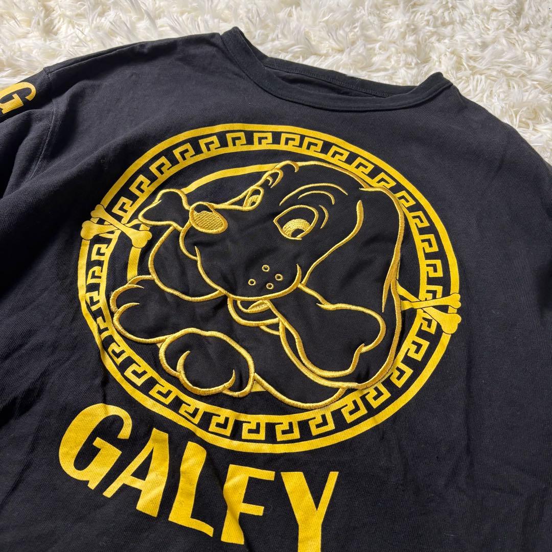 極美品◆GALFY ガルフィー ロンT 長袖 ビッグロゴ 金刺繍 L