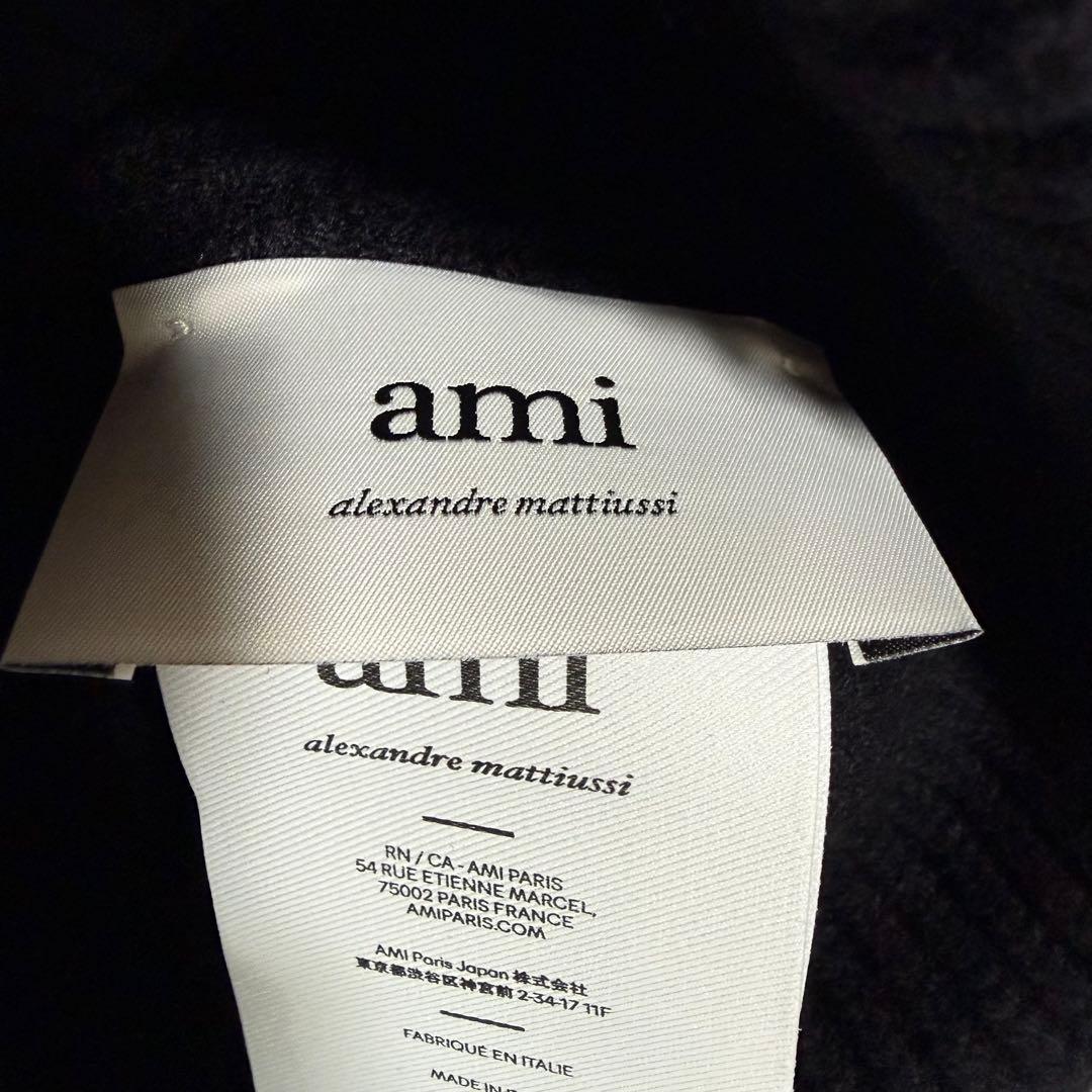 新品未着用 Ami Paris メリノウールビーニー ニット帽 ブラック 黒ロゴ