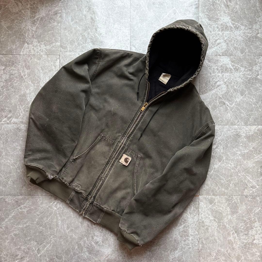 【ロゴ希少】Carhartt アクティブジャケット ダック フルジップ 古着