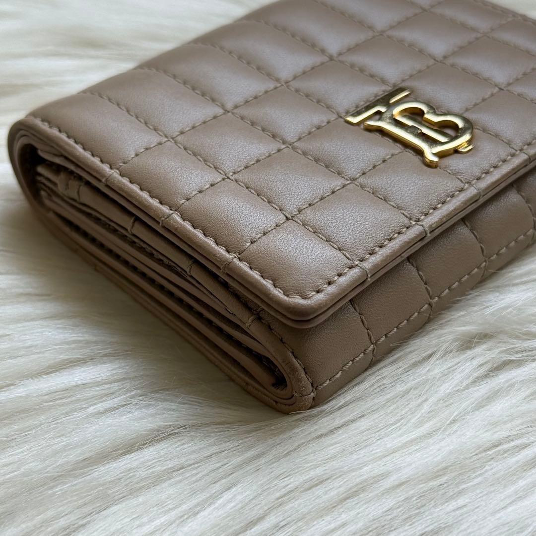 バーバリー ローラ コンパクトウォレット TB ロゴ レザー 三つ折り財布