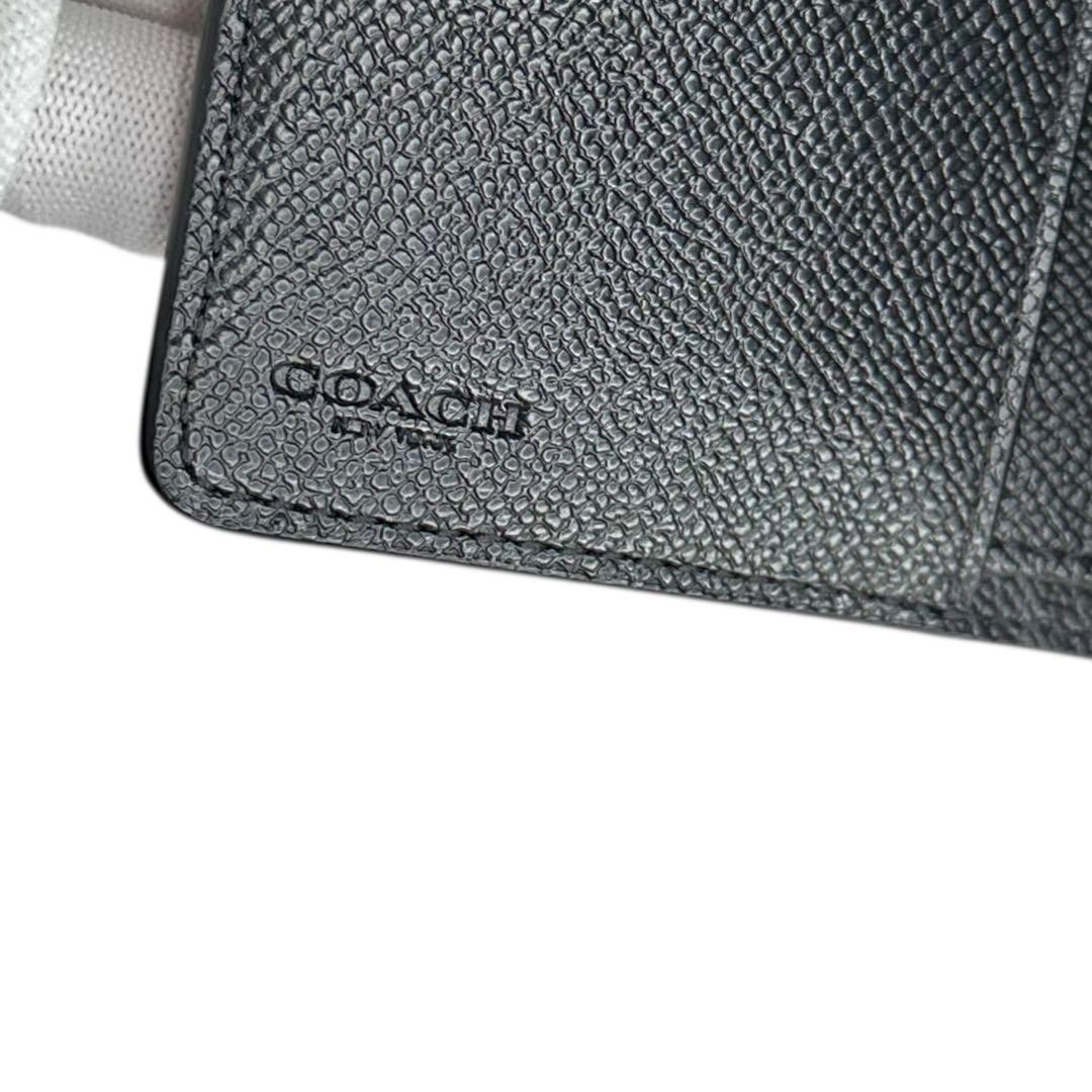 【美品】COACH コーチ 二つ折り財布 ブラック レザー