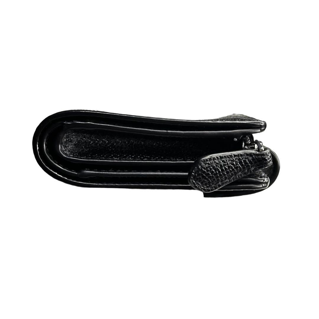 【美品】COACH コーチ 二つ折り財布 ブラック レザー