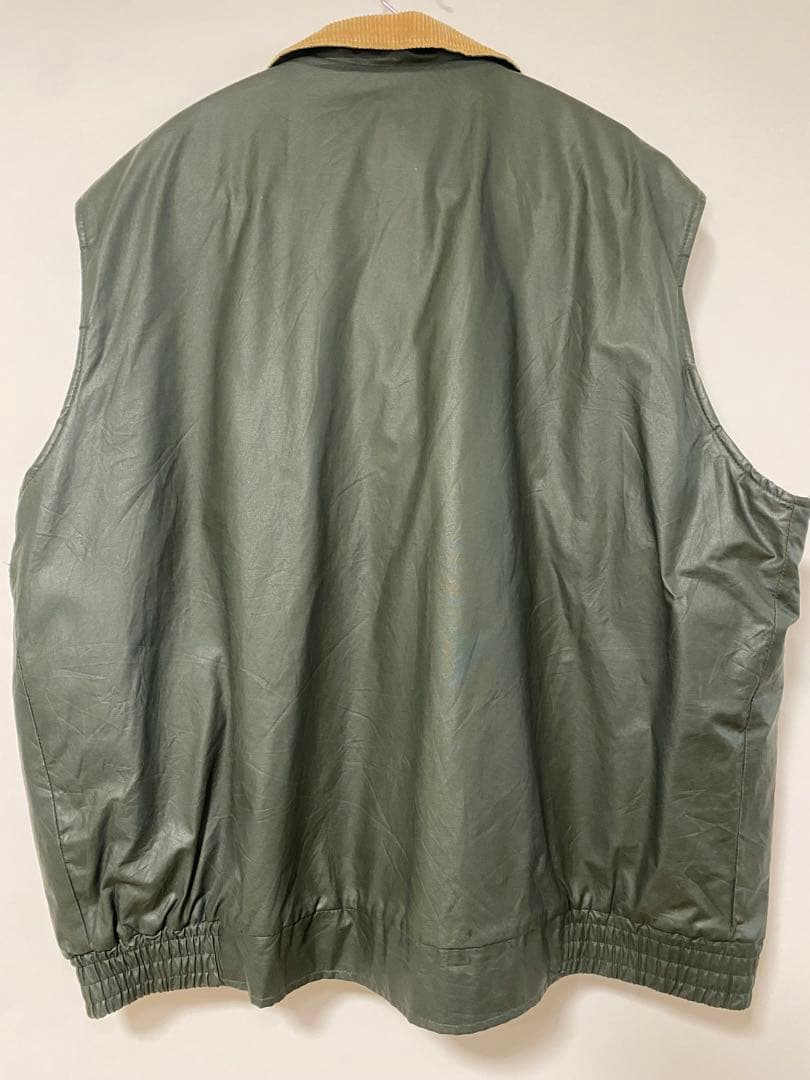 USA製 90s ウールリッチ オイルドベスト XL 緑 バブアー型 ビンテージ