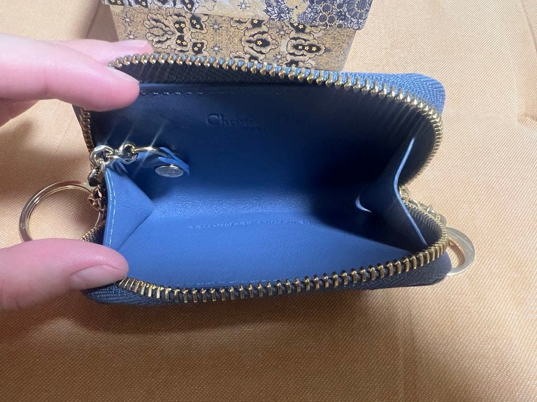DIOR ディオール カナージュ パテントレザー ケース くすみブルー