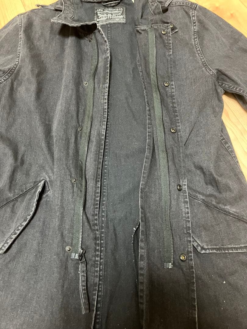 Levi's リーバイス　デニムジャケット　フード　ロゴ　グレー　モッズコート
