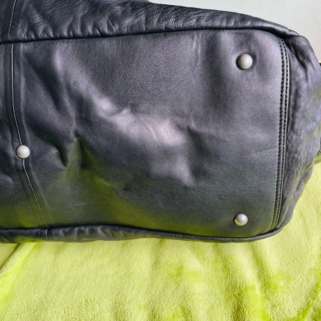 【レア】DIESELディーゼルラムレザーボストンバッグブラックスタッズ