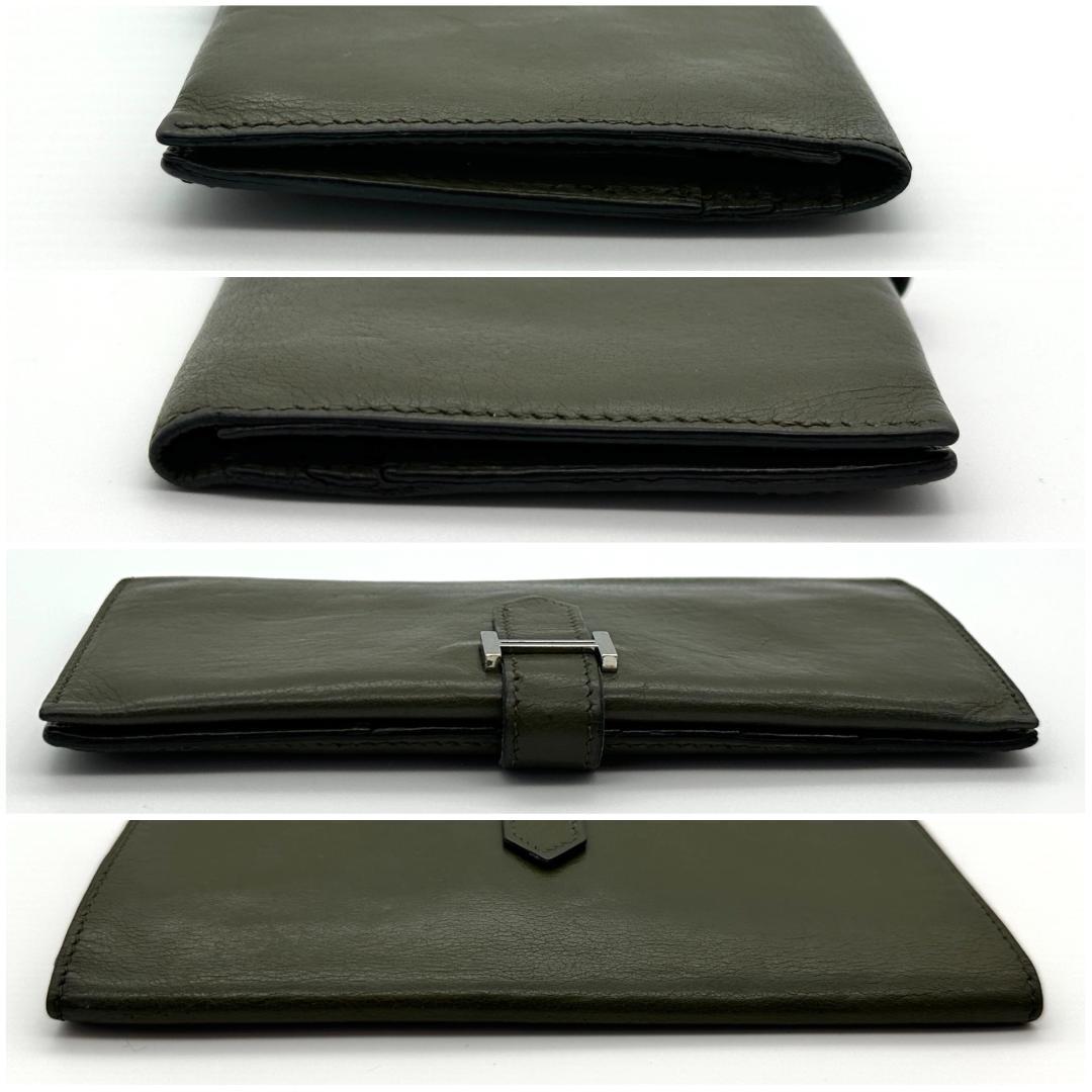 【美品】HERMES エルメス　べアンクラシック　カーキ　□E刻印　長財布