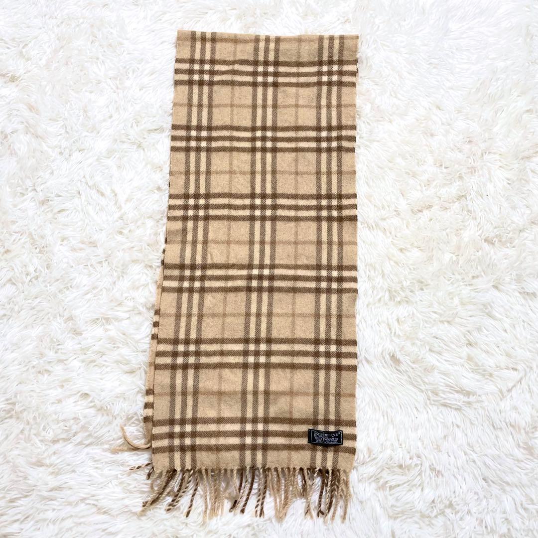美品✨ バーバリー カシミア100% マフラー（ノバチェック／ベージュ）