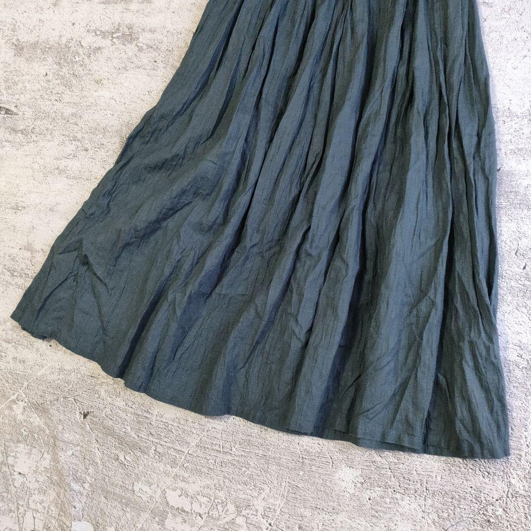 極美品/中川政七商店/25ss/ 麻の皺(しわ)　ロングスカート/日本製