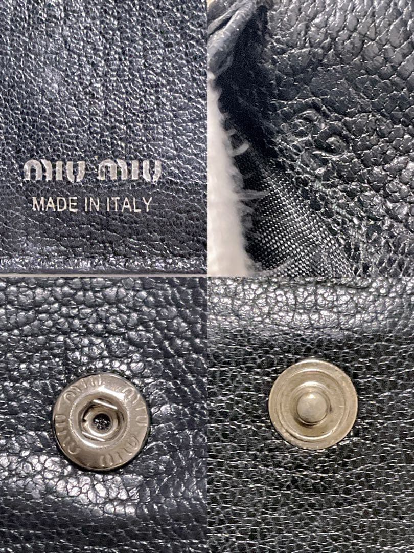 ♡希少♡miumiu 二つ折り財布 マドラス パール リボン ブラック ロゴ