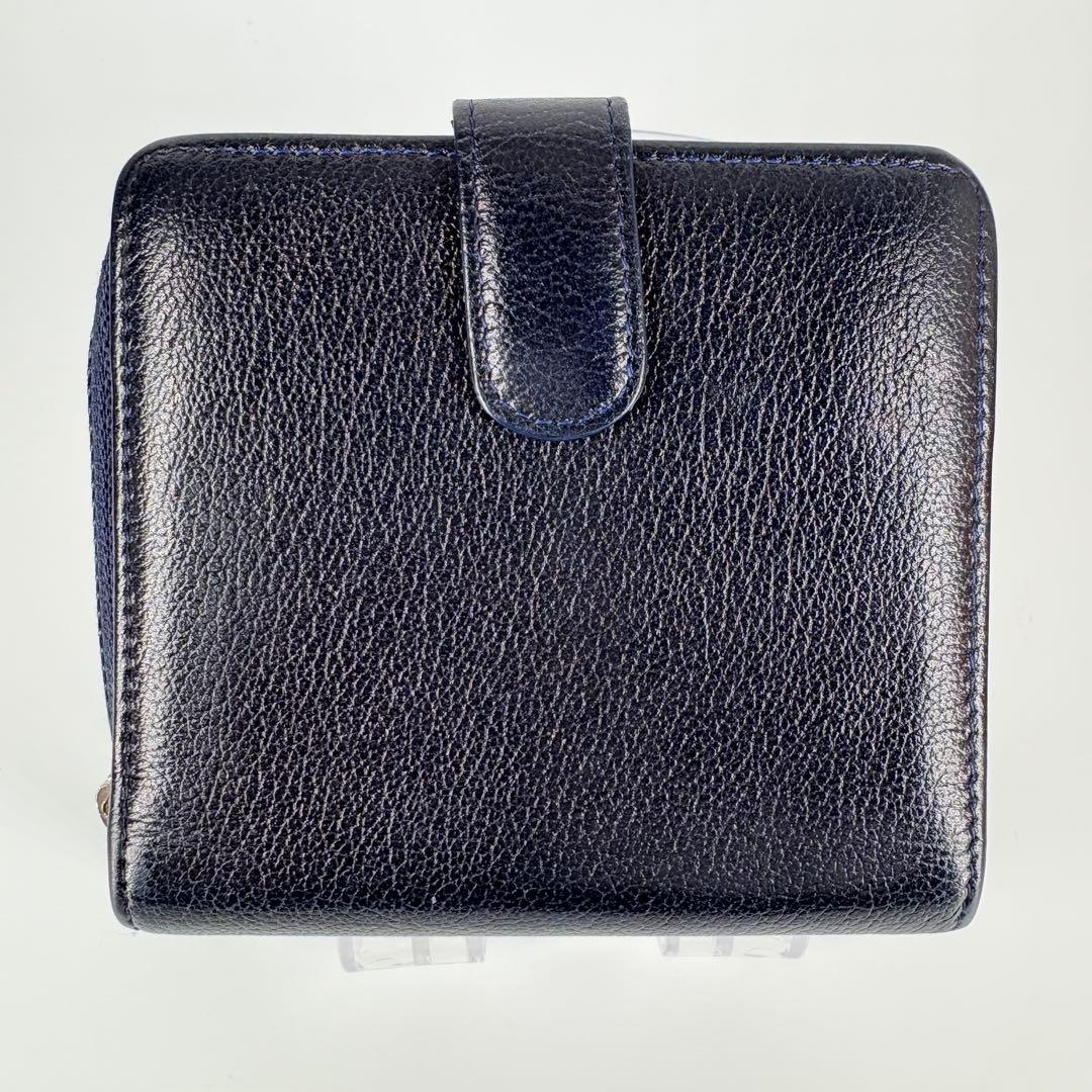 ✨良品✨シャネル CHANEL カメリア　折り財布　ネイビー系