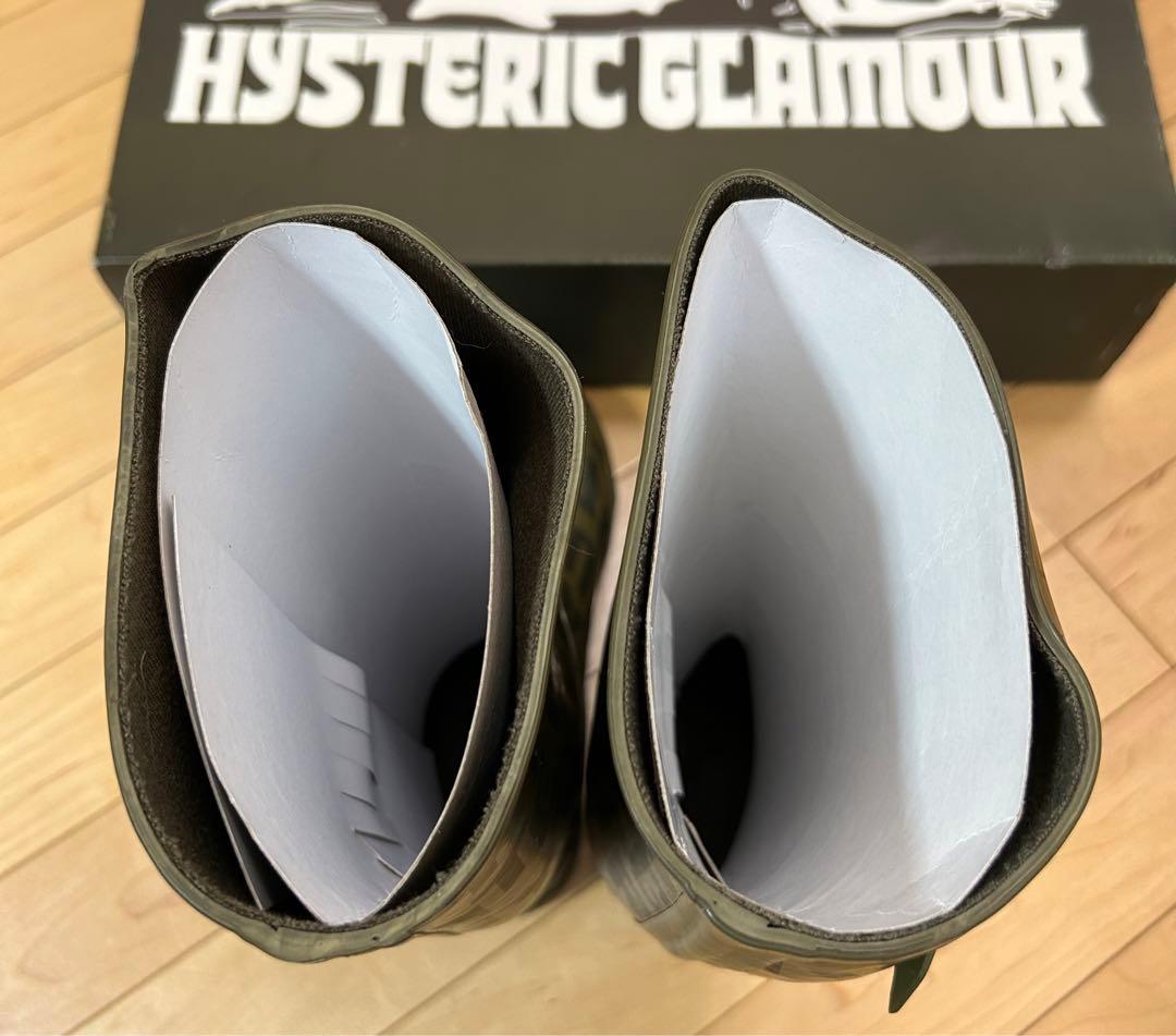 HYSTERIC GLAMOUR カーキ ロゴプリント 長靴 ラバーブーツ