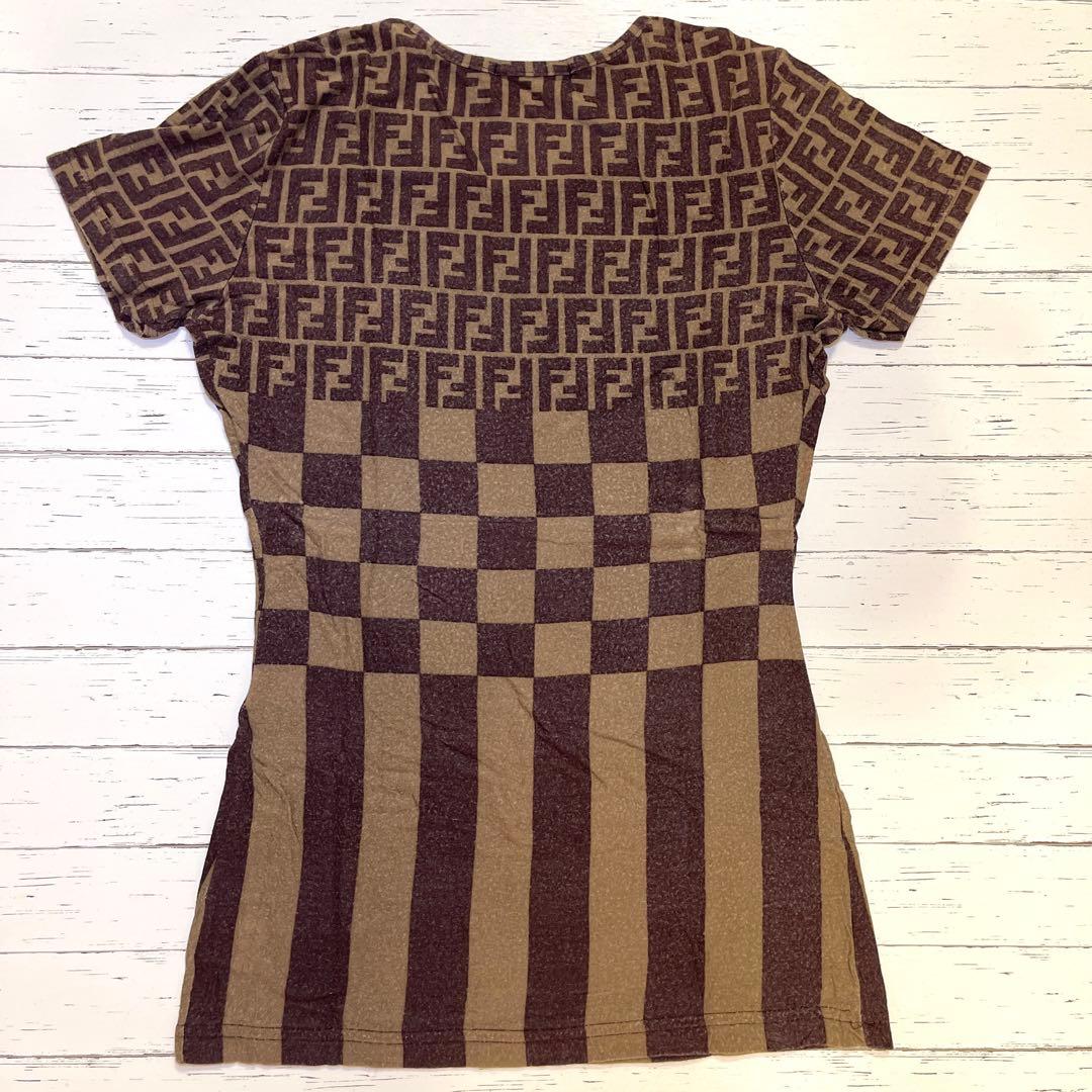 値下げ！【FENDI】フェンディ　ズッカ　ダミエ　Tシャツ(42)