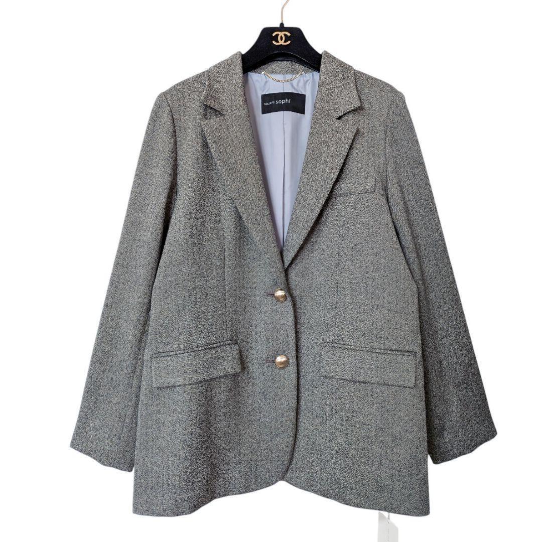 新品 24AW ノーリーズソフィ ラメ混ツイードオーバージャケット グレー 38