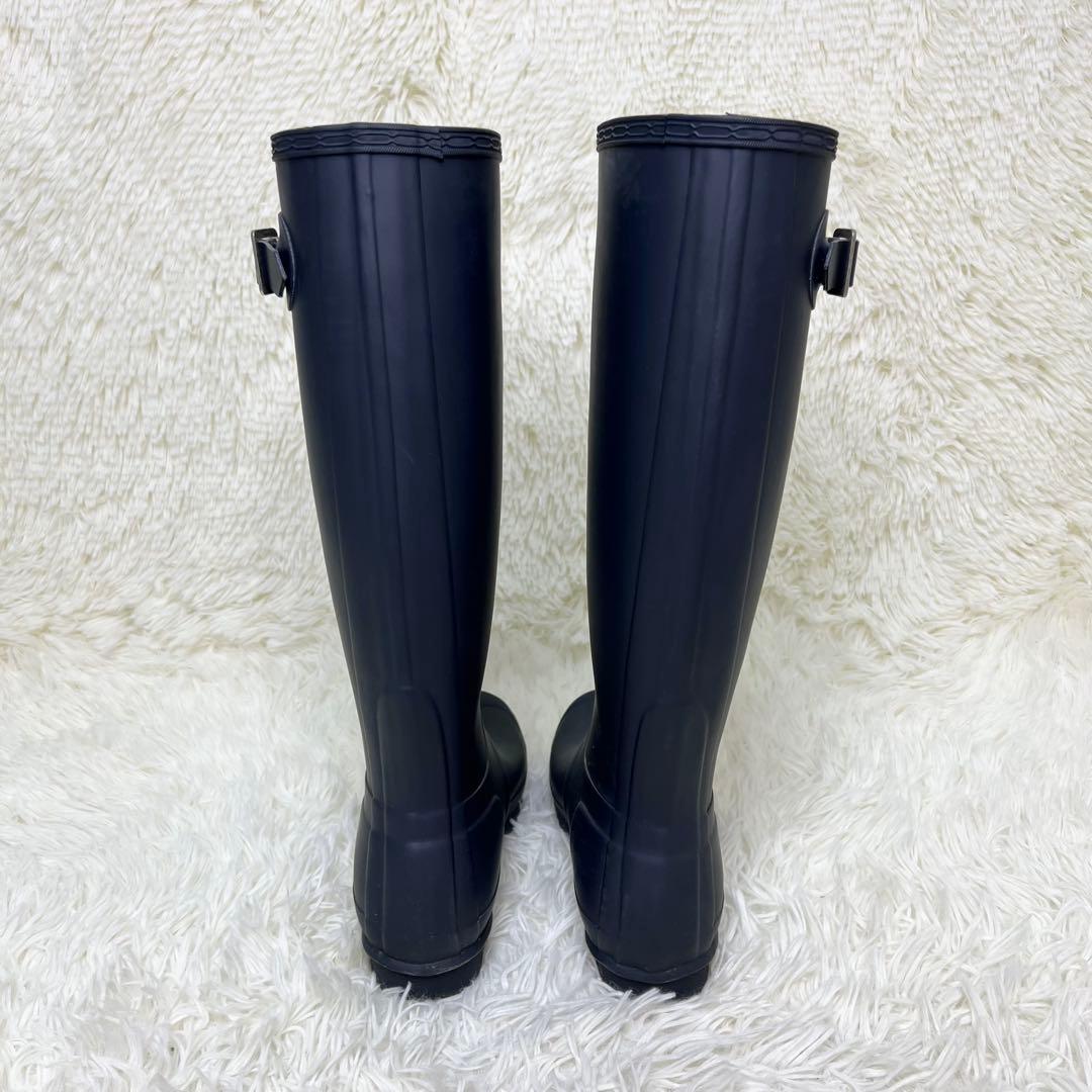 美品 HUNTER ハンター レインブーツ 24cm 長靴 ロングブーツ 紺