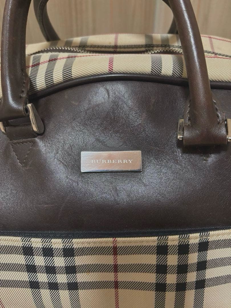 BURBERRY　バーバリー ボストンバッグ ノバチェック 大容量 ロゴプレート