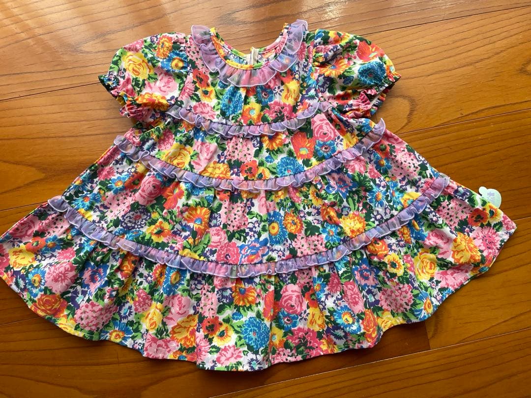 ♪fafa BEATRISSA ワンピース 80レインボーフラワーとスタイセット