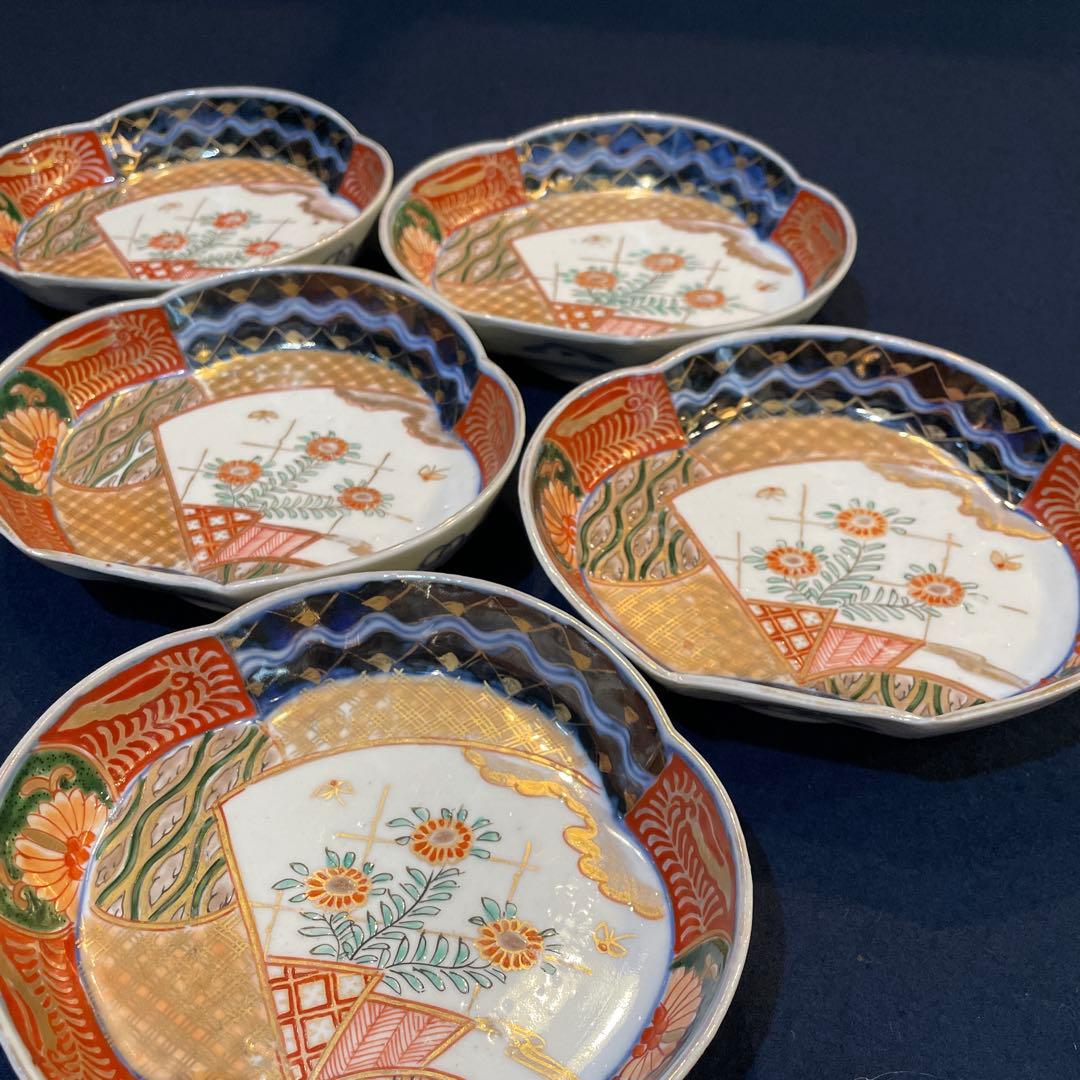 「幕末〜明治期」の古伊万里【変形皿】5枚セット　※アンティーク　骨董品