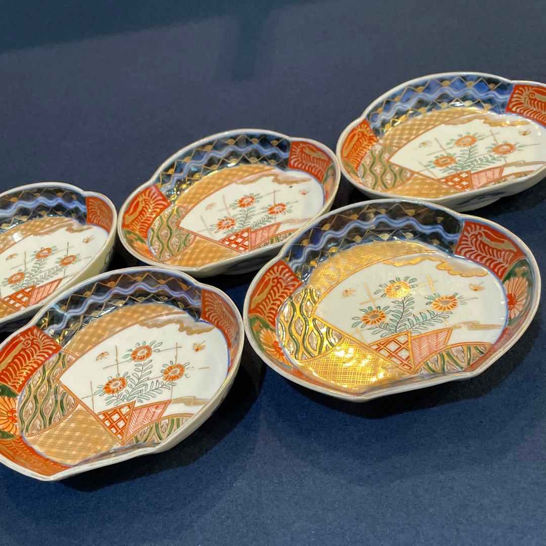 「幕末〜明治期」の古伊万里【変形皿】5枚セット　※アンティーク　骨董品